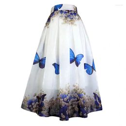Skirts 2023 Summer Korean Style Women Clothing Vintage Aesthetic Elegant Butterflies Floral Print High Waist Long Skirt Holiday Outfits