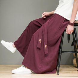 Men's Pants Streetwear Men Wide Leg Harem Women Punk Gothic Hip Hop Skirt Man Ice Silk Bottoms Trousers Oversized 3XL