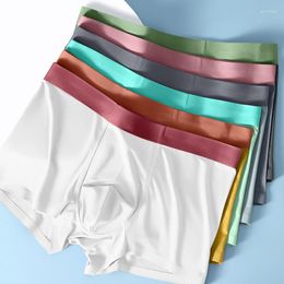 Underpants 4pcs Men's Panties Low Waist Man Boxer Briefs Ice Silk In Underwear Breathable Elastic