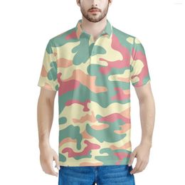 Men's Polos Multiple Choices Camouflage Pattern 2023 Holiday Fashion Polo Shirt Summer Slim Fit Button Breathable Casual Clothing