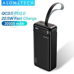 Cell Phone Power Banks Power Bank 30000mAh QC PD Fast Charging Powerbank 30000 mAh External Battery Portable Charger Poverbank for iPhone 13 12 Xiaomi L230824