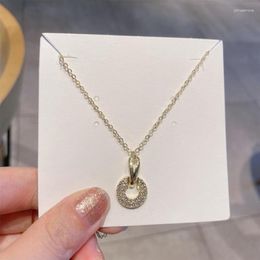 Pendant Necklaces Creative Simple Circle The Zircon Necklace For Women Couples Korean Fashion Party Jewellery Make Girl Gift Wholesale