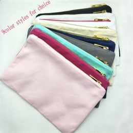 9color styles thick canvas makeup bag with gold zip gold lining black white cream grey navy mint pink light pink toiletry bag 161B