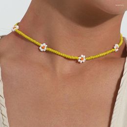 Choker Beaded Necklaces For Women Bohemian Handmade Flower Necklace Teen Girls Chain Jewellery Accessories