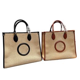 2023 Summer Designer Bag Tote Crochet straw Large capacity Women Travel Handbag Straw Bags Real Leather Shopping Purse Wallet Totes Shoulder Handbags Top Quality