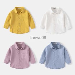 Kids Shirts Baby Boys Polo Shirts Kids Long Sleeved Blouses Toddler Turndown Collar Cotton Tops Tees Children's Solid Colour Clothes Casual x0728