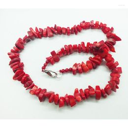 Choker NO-002# Charming Woman Jewellery Classic Red Sea Irregular Coral Necklace 18"send Gift