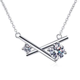 Chains AZ466-X Lefei Fashion Luxury Trendy Classic Fresh Moissanite Simple Cross Necklace For Women Girl 925 Silver Party Charm Jewelry
