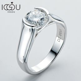 Wedding Rings IOGOU 2ct Diamond Solitiare Engagement Rings For Women 100% 925 Sterling Silver Bridal Wedding Band Bezel Setting 8mm 230729