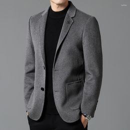 Men's Suits 2023 Business Double-sided Wool Tweed Youth Leisure Solid Colour Small Suit Korean Version Of The West Coat Blazer