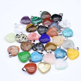 Pendant Necklaces 3pc Natural Stone Heart Agate Quartz Opal Unakite Healing Crystals Charms For Jewellery Making DIY 20x22mm