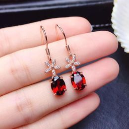 Stud Earrings Temperament Caibao Simulation Ruby Tourmaline Long Female