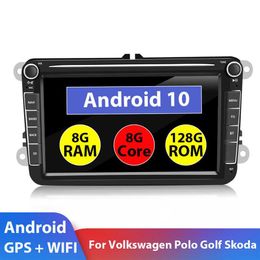 2 Din Android 10 8 128 GPS Car Multimedia player Car Autoradio Radio For VW Volkswagen Golf Polo Passat b7 b6 leon Skoda1882