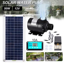 Aquariums Lighting 50W 800LH Brushless Solar Power Water Pump Set Ultraquiet Submersible Motor Fish Pond Garden Fountain Decoration 230729