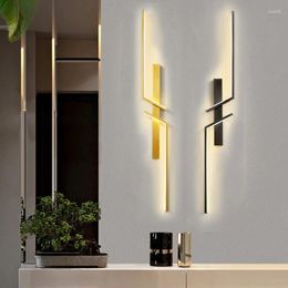 Wall Lamp Simple Long Gold Black Modern LED Lights Living Dining Room Bedroom Bedside Porch Hallway Lamps Indoor Lighting