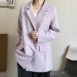 Women's Suits Korean Casual Single-breasted Women Suit Jacket Spring Notched Collar Long Sleeve Female Blazers Coat Black Apricot Light