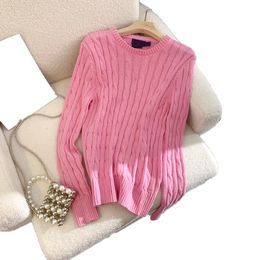 Camisola de grife feminina Camisola de malha de manga comprida Camisola bordada Jacquard Confortável de alta qualidade Designer de roupas femininas Camisola de gola redonda branco preto rosa