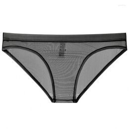 Underpants Super Thin Underwear Men Ice Silk Soft Breathable Mesh Briefs See Through Lingerie Quick Dry Panties Cueca Hombre