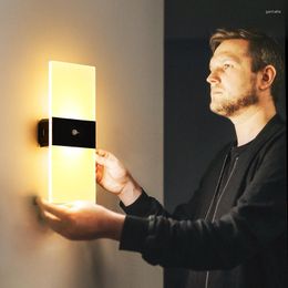 Wall Lamp PIR Motion Sensor USB Rechargeable Lights Home Indoor Decoration Lighting Bedroom Bedside Corridor Stairway