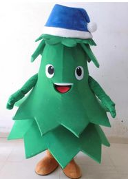 High quality hot plush blue hat christmas lovely tree mascot costume for adult to wear party holiday