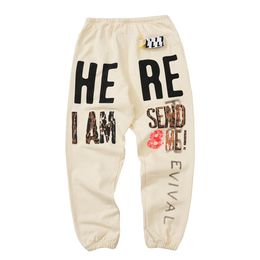 23ss Autumn Winter USA Collaborate Graffiti Pants Here I Am Send Me Trousers Casual Drawstring Sweatpants Men Women Jogger Slim Fi257e