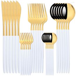 Dinnerware Sets Terprun 30 Pieces Knife Forks Cake Spoons Mirror Flatware Stainless Steel Cutlery Kitchen Dinner Tableware Set