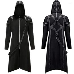 Men's Jackets Halloween Cosplay Embroidered Jacket Leather Shoulder Costume Punk Mid-life Victorian Vintage Knight Hooded Tuxedo Coat