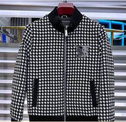 Europe Station 2023 Autumn New Men's European High end Fashion Brand Coat Thousand Bird Plaid Stand Collar Jacket