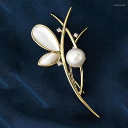 Brooches SUYU Spring Simple Goddess Fashion Simulation Pearl Butterfly Mini Copper Inlaid Cubic Zirconia Brooch Wholesale