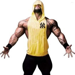 Men's Tank Tops Hooded Workout Gym Top Mens Muscle Sleeveless Sportswear Shirt Stringer Fashion Clothing Bodybuilding Singlets Fitness Vest