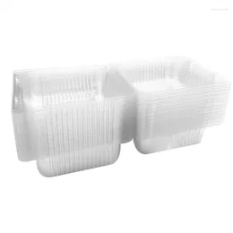 Storage Bags 100Pcs Single Individual Cake Slice Boxes Dessert Containers Cheesecake Stackable Square Clear Food