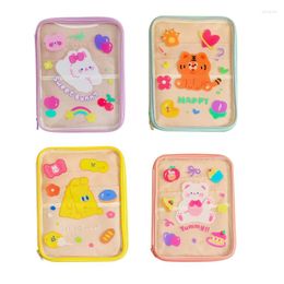 Briefcases Clear Tablet Sleeve Bag Lovely Cartoon Bear Carrying Bags Transparent Storage PVC Pouches