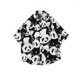 Men's Casual Shirts Men Loose Short Sleeved Summer Panda Printed For Couples Streetwear Fashion Tee Shirt Luxury Social
