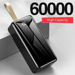 Cell Phone Power Banks Power Bank 60000mAh Portable Charger 4 USB Poverbank 60000 mAh External Battery Pack Power Bank Powerbank with LED Flashlight L230728