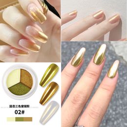 Nail Glitter 3ColorsBox Solid Magic Mirror Effect Nail Powder Shiny Nails Glitter Dust Holo Nail Art Chrome Pigment Aurora Manicure Designs 230729