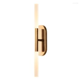 Wall Lamps American Copper Retro Luxury Living Room Bathroom Mirror Front Sconces Lights Acrylic Bracket LED Fixtures
