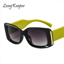 Sunglasses LongKeeper Rectangle Women Designer Male Sun Glasses Punk Vintage Eyeglasses Men Retro Oculos Feminino