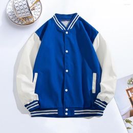 Men's Jackets Men Baseball Coat Spring Fall Contrast Colour Long Sleeve Elastic Cuff Loose Streetwear