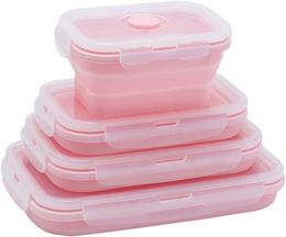 Lunch Boxes Silicone Lunch Box Collapsible Folding Food Storage Container with Lids Kitchen Microwave Freezer and Dishwasher Safe Kids 230729