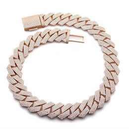 Armband 20 mm breit, 3 Reihen Schmuck, geeister Moissanit-Diamant, Hip-Hop-Mode, VVS-Moissanit-Herrenkette, kubanischer Goldschmuck, Halskette, Armband, Link, kostenloser Versand