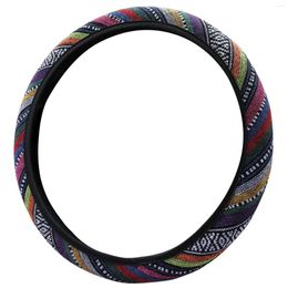 Steering Wheel Covers Accessories Cover Durable Linen Anti Slip Universal Car Interior Decor Elastic Automotive Styling Ethnic Style