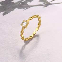 Cluster Rings Adjustable Dainty Chain Ring For Women Korean Fashion Crystal Gold Color Opening Slim Finger Jewelry