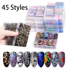 Stickers Decals 45 Styles Animal Nail Foils for Transfer Paper Stickers Sliders Adhesive Nails Wraps DIY Water Marble Nail Art Decorations 230729