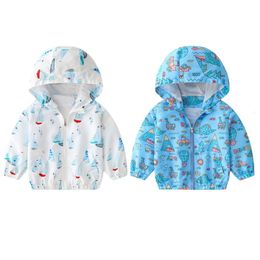 Jackets Kids Clothes Toddler Boys Outerwear Cartoon Printing Coat Hooded Waterproof Windproof Baby For 15Y 230729