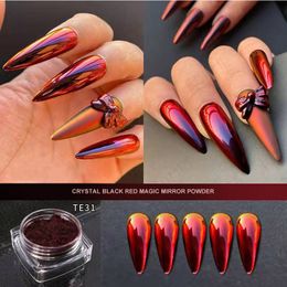 Nail Glitter Red Magic Mirror Crystal Pigment Chrome Mirror Powder Nails Glitter Magic Effect for Gel Nail Polish Manicure Decoration 230729