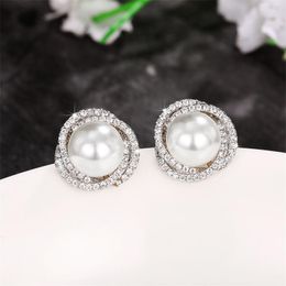 Stud Earrings CAOSHI Elegant Temperament Simulated Pearl Ear Dazzling Zirconia Pierced For Engagement Bridal Wedding Accessories