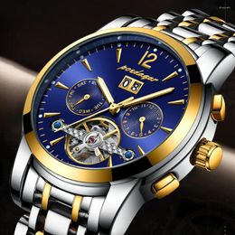 Wristwatches Mens Watches Top Tourbillon Automatic Mechanical Business Male Wristwatch Waterproof Month Week Relogio Masculino