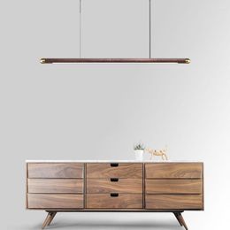 Pendant Lamps Modern Copper Circular Corner Design Lights Restaurant Office Dining Room Nordic Style Black Walnut LED