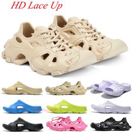 2023 Women Mold Rubber Slide Sandals Designer Slippers Flat Flip Flops Slides Ladies Beach Sandal Summer Slipper Pink Black Beige HD Lace Up