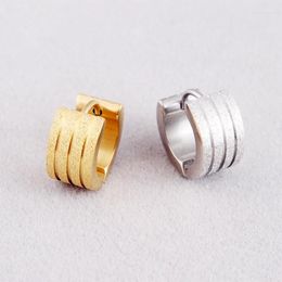 Hoop Earrings Fashion Wide Small Titanium Steel Frosting Color Gold Huggie Jewelry For Men Women Gift